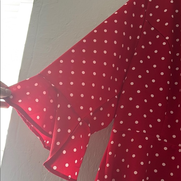 City Chic Red Ruffled 3/4 Sleeve Blouse 31 - Picture 2 of 11